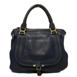 Chloe Mercy Large Handbag Navy Blue Leather